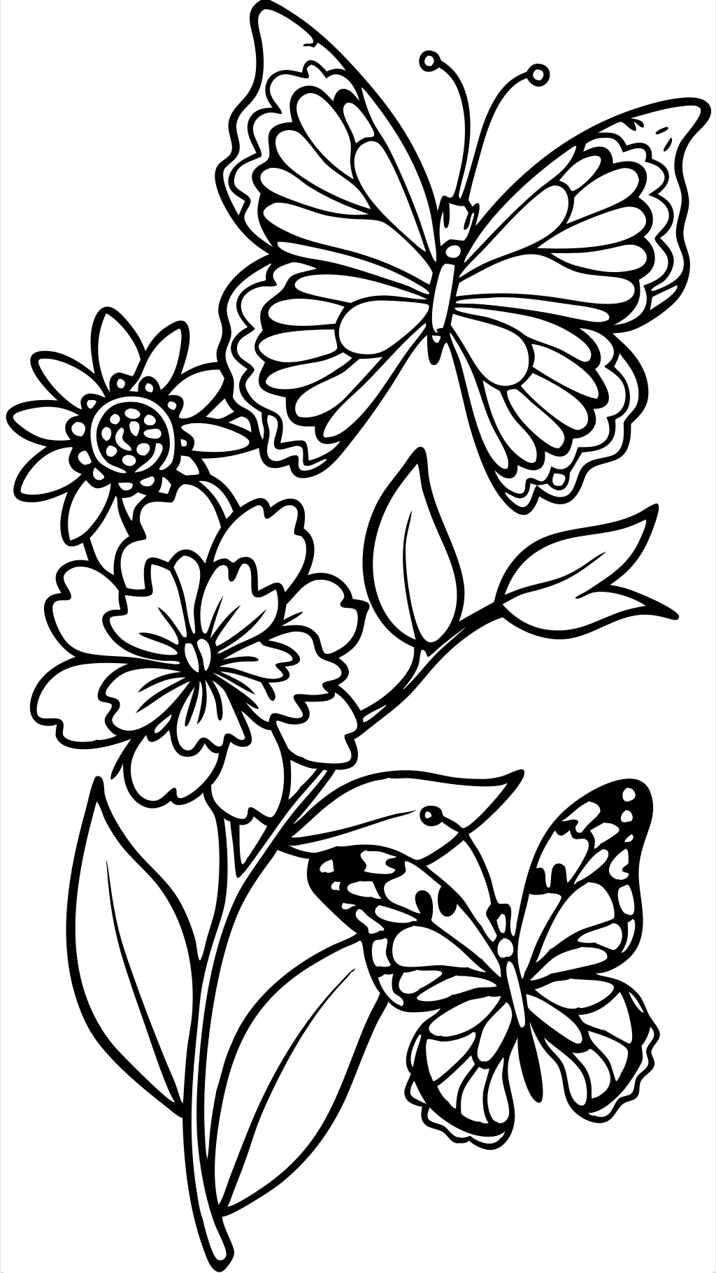 coloring pages flowers butterflies